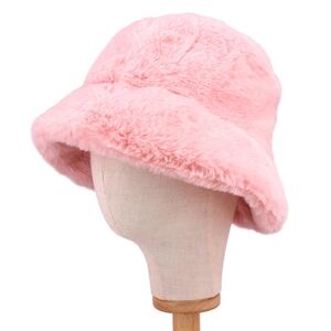 Pink Fur Bucket Hat Style Simple Casual